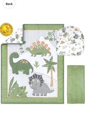 Green and Gray Dino Baby blanket & sheet